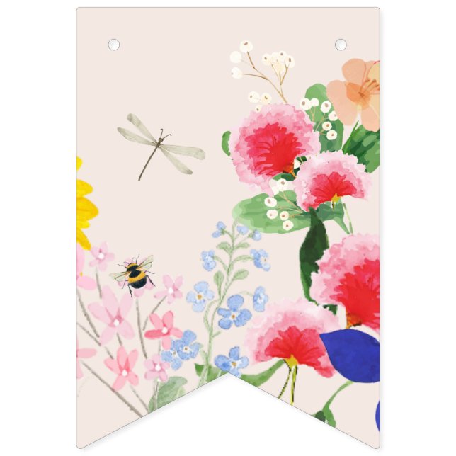 Little wildflower mama to Bee Baby Shower Bunting Flags (Sixth Flag)