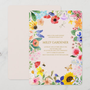 Little wildflower mama to Bee Baby Shower Invitation