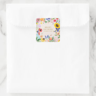 Little wildflower mama to Bee Baby Shower Square Sticker