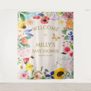 Little wildflower mama to Bee Baby Shower Welcome Tapestry