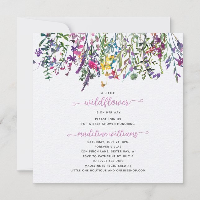 Little Wildflower On Her Way Baby Shower Invitation (Front)