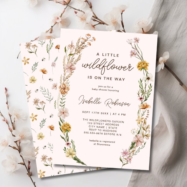 Little Wildflower On The Way Spring Baby Shower Invitation (Little Wildflower On The Way Spring Baby Shower Invitation)