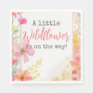 Little Wildflower Peach Flower Floral Baby Shower  Napkin