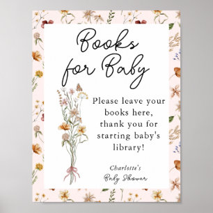 Little Wildflower Pink Baby Shower Books for Baby Poster