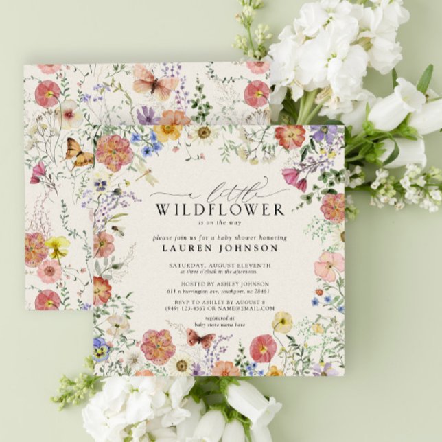 Little Wildflower Pressed Flowers Baby Shower Invitation (Creator Uploaded)