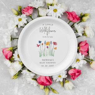 Little Wildflower Pretty Baby Girl Baby Shower Paper Plate