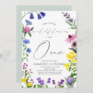 Little Wildflower Script 1st Birthday Invitation