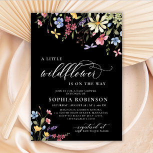 Little Wildflower Script Bohemian Baby Shower Invitation