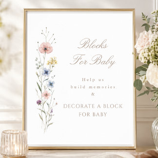 Little Wildflower Shower Activity Blocks For Baby Poster