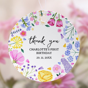 Little Wildflower Thank You Spring Birthday Favour Tags