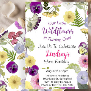 Little Wildflower Themed Birthday Invitation