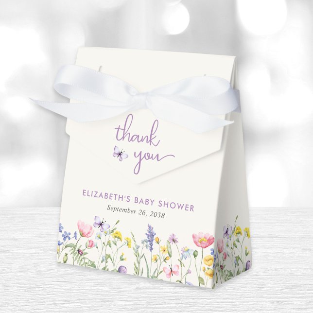 Little Wildflower Watercolor Baby Girl Shower Favor Box (Creator Uploaded)