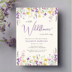 Little Wildflower Watercolor Baby Girl Shower Invitation