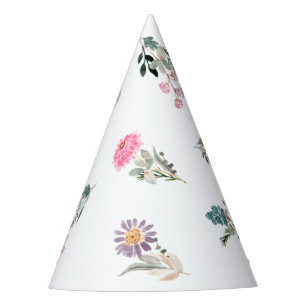 Little Wildflower Watercolor Party Hat