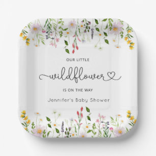 Little wildflowers is on the way baby shower paper plate