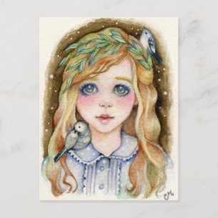 Little Willow - Whimsical Girl Art Postcard