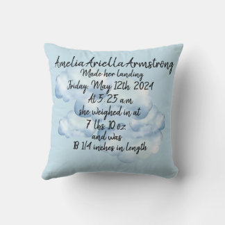 "Little wings..." Custom Birth Announcement Throw Pillow