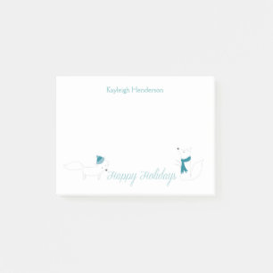 Little Winter Foxes Happy Holidays Personalized Post-it Notes