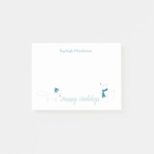 Little Winter Foxes Happy Holidays Personalized Post-it Notes