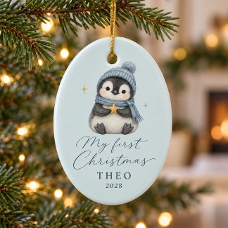 Little Winter Penguin Baby’s First Christmas Ceramic Ornament