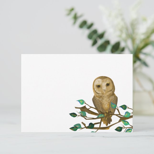 Little Wise Owl, Flat Note Card (Standing Front)