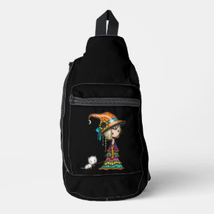 Little Witch and White Cat Print Cut Sew Bag