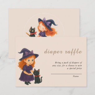 Little Witch & Cat Theme Baby Shower Book for Baby Enclosure Card