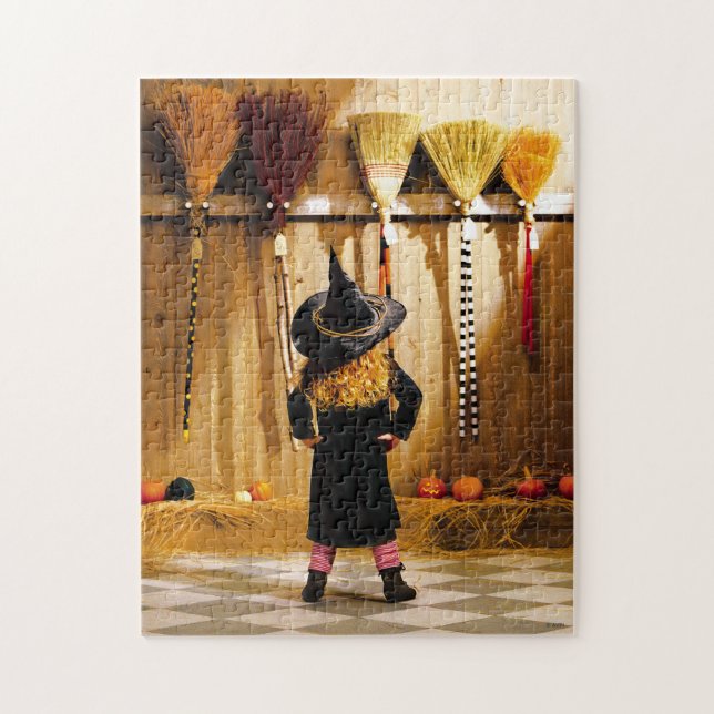 Little Witch Choosing A Broom Jigsaw Puzzle (Vertical)