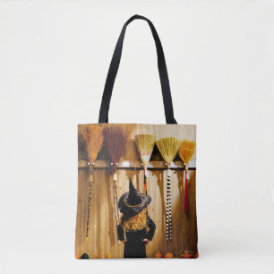 Little Witch Choosing A Broom Tote Bag