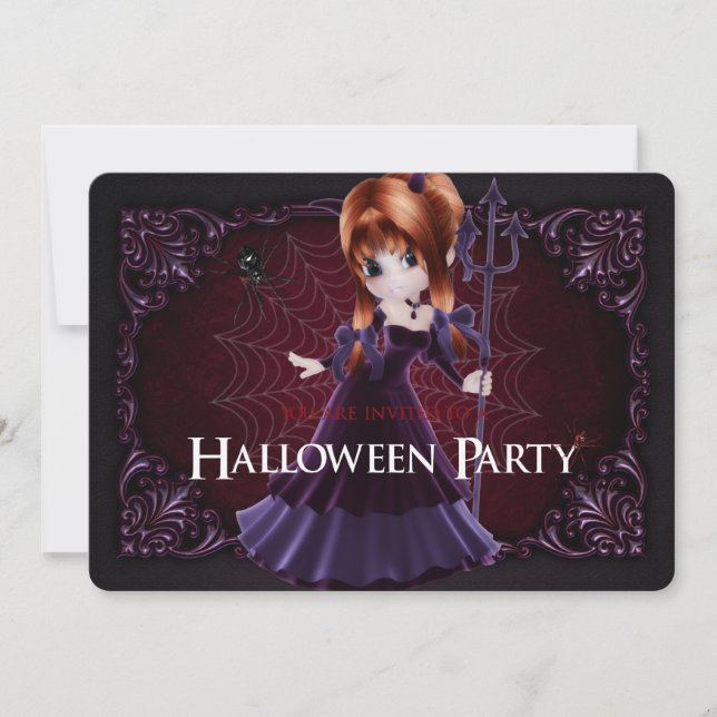 Little Witch Fantasy Halloween Party Invite 5 (Front)