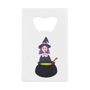 Little Witch Halloween Cauldron Credit Card Bottle Opener