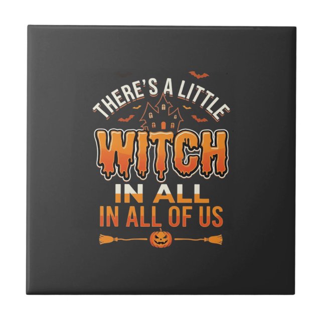 Little Witch Halloween Witch Typography Design_1 Tile (Front)