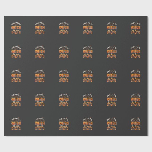 Little Witch Halloween Witch Typography Design_1 Wrapping Paper (Flat)