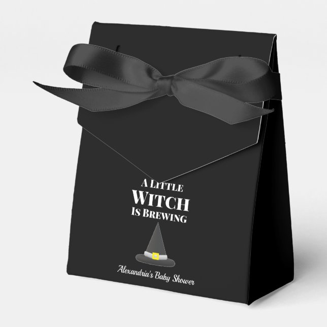 Little Witch is Brewing Halloween Baby Shower Favor Box (Front Side)