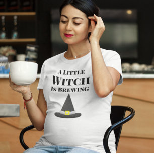 Little Witch is Brewing Halloween Pregnancy T-Shirt