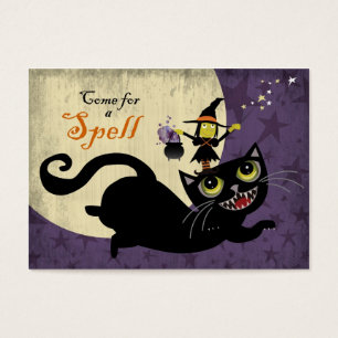 Little Witch Riding on a Flying Black Cat