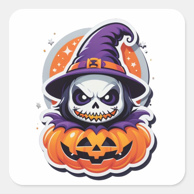 Little witch square sticker (Front)