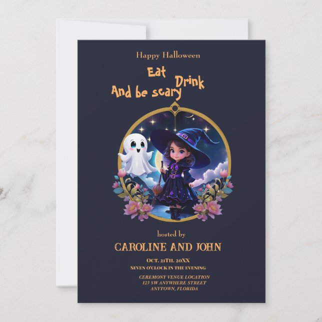 Little witch with big, sparkling eyes. invitation (Front)