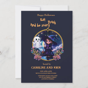 Little witch with big, sparkling eyes. invitation
