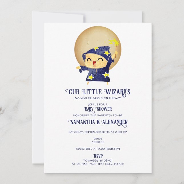 Little Wizard Boy Magical Halloween Baby Shower Invitation (Front)