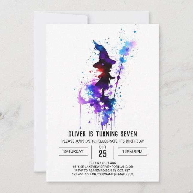 Little Wizard Custom Magical Birthday Invitation (Front)