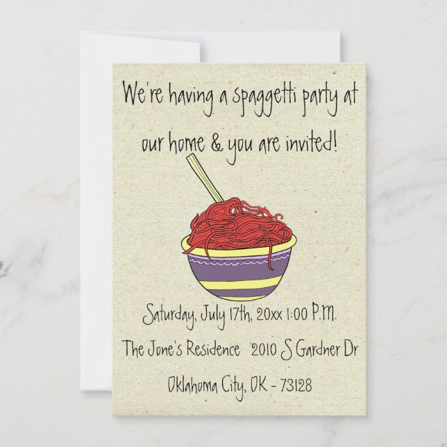 little wobblies spagetti party invitations (Front)