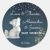 Little wolf themed baby shower favour gift classic round sticker (Front)