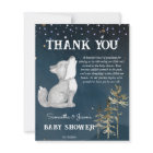 Little wolf themed baby shower thank you card
