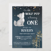 Little wolf themed birthday party invitation (Front)