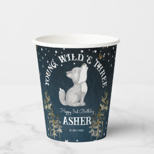 Little wolf themed birthday party monogrammed paper cups