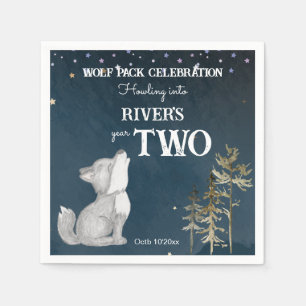 Little wolf themed birthday party printed napkin