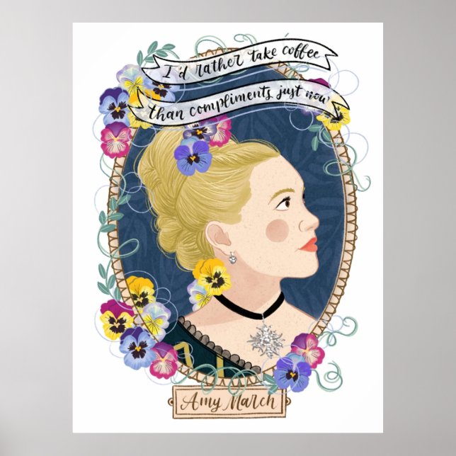 Little Women potraits Amy March botanical illustra Poster (Front)
