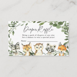 Little Woodland Diaper Raffle Baby Shower Card