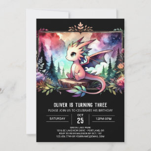 Little Woodland Dragon Birthday Invitation